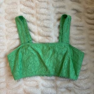 Green lace crop top!🍀